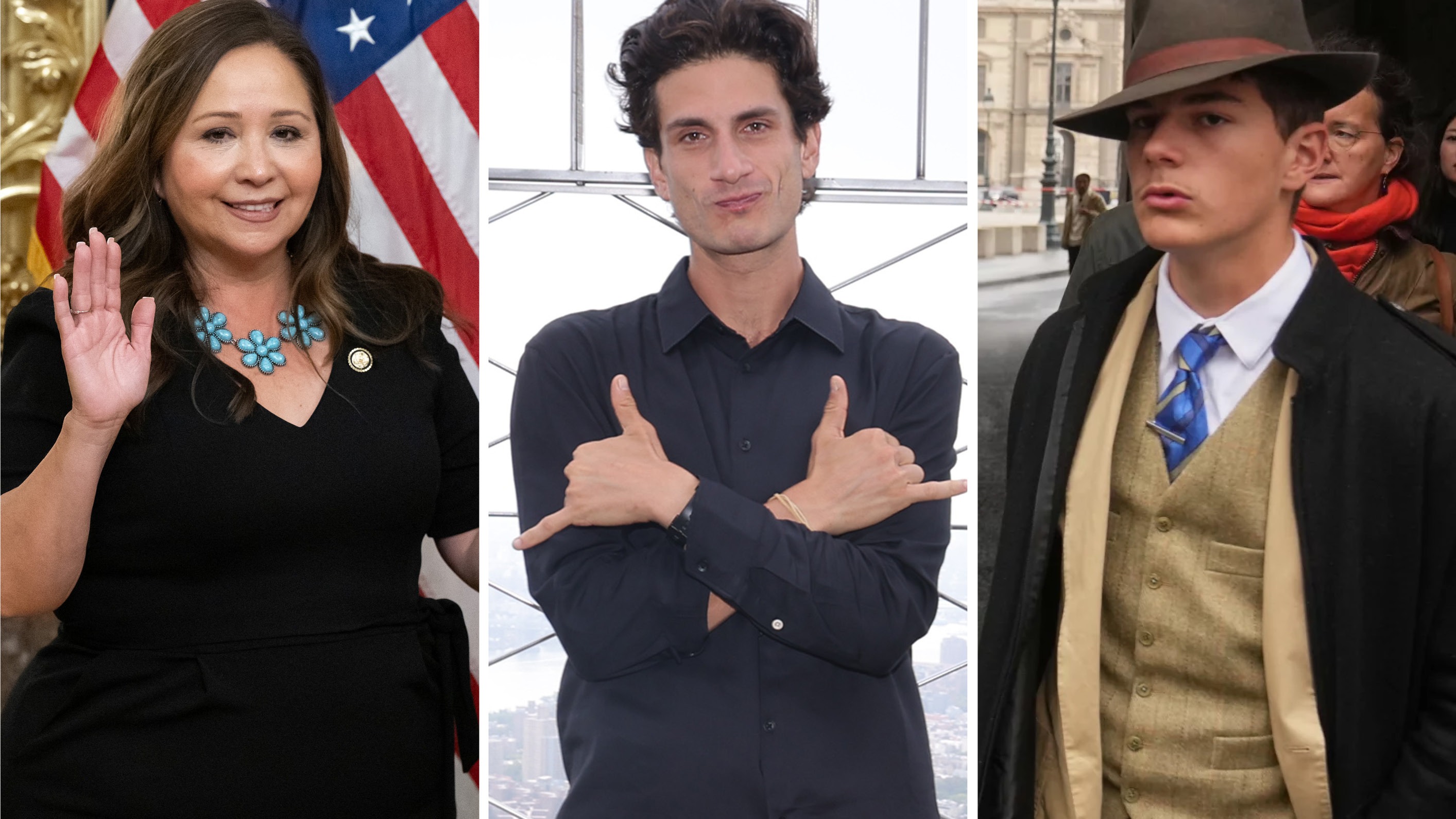 From left: Rep. Adelita Grijalva, Jack Schlossberg, "Fedora Man."